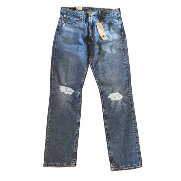Levis 511 Slim‎ Fit Jeans 36x32 Mens Distressed Stretch Denim Flex Zipper - Picture 1 of 8